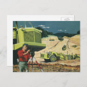 Vintages Geschäft, Baustelle mit Umfrage Postkarte (Vorne/Hinten)