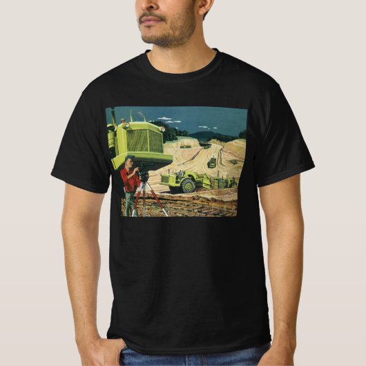 Vintages Geschäft, Baustelle mit Umfrage T-Shirt (Vorderseite)