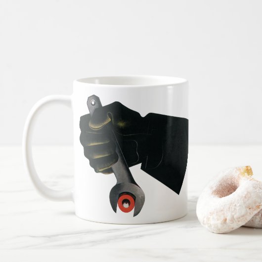 Vintages Geschäft, Fabrikmachinist Kaffeetasse (Mit Donut)