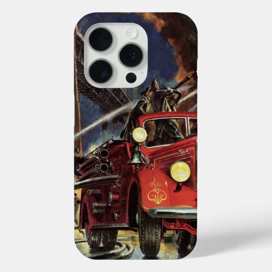 Vintages Geschäft, Feuerwehrmänner Feuerwehrfahrze Case-Mate iPhone Hülle (Rückseite)