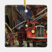 Vintages Geschäft, Feuerwehrmänner Feuerwehrfahrze Keramikornament (Vorderseite)