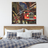 Vintages Geschäft, Feuerwehrmänner Feuerwehrfahrze Leinwanddruck (Insitu (Schlafzimmer))