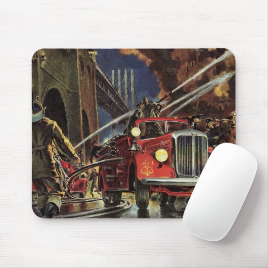 Vintages Geschäft, Feuerwehrmänner Feuerwehrfahrze Mousepad (Mit Mouse)