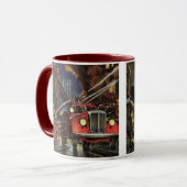 Vintages Geschäft, Feuerwehrmänner Feuerwehrfahrze Tasse (Vorderseite Links)