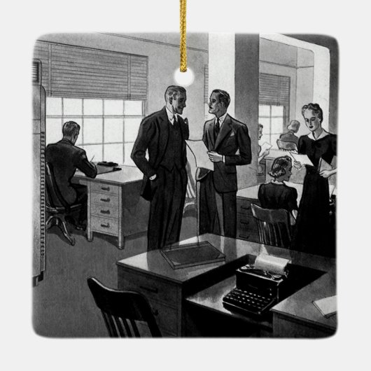 Vintages Geschäft, Führungskraft Geschäftsstelle Keramikornament (Rückseite)