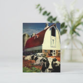 Vintages Geschäft, Holstein Milchkühe auf Milchfar Postkarte (Stehend Vorderseite)