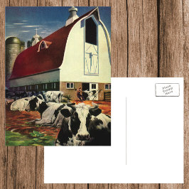 Vintages Geschäft, Holstein Milchkühe auf Milchfar Postkarte