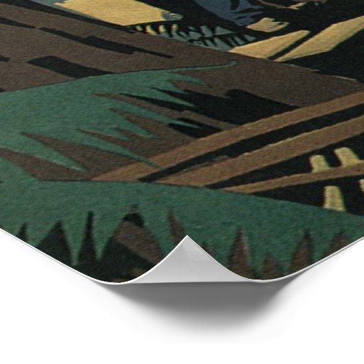 Vintages Geschäft, Holzindustrie, Redwood-Wald Poster (Ecke)