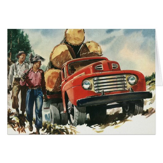 Vintages Geschäft, LKW-Logging mit Lumberjacks (Vorderseite (Horizontal))