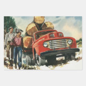 Vintages Geschäft, LKW-Logging mit Lumberjacks Geschenkpapier Set (Vorderseite 2)