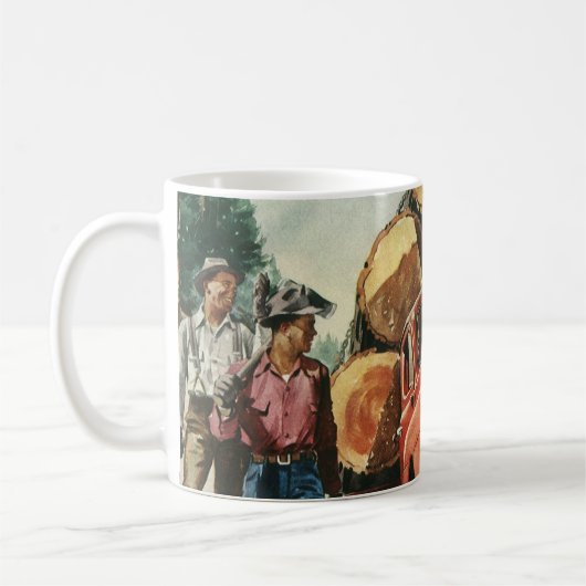 Vintages Geschäft, LKW-Logging mit Lumberjacks Kaffeetasse (Links)