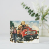 Vintages Geschäft, LKW-Logging mit Lumberjacks Postkarte (Stehend Vorderseite)