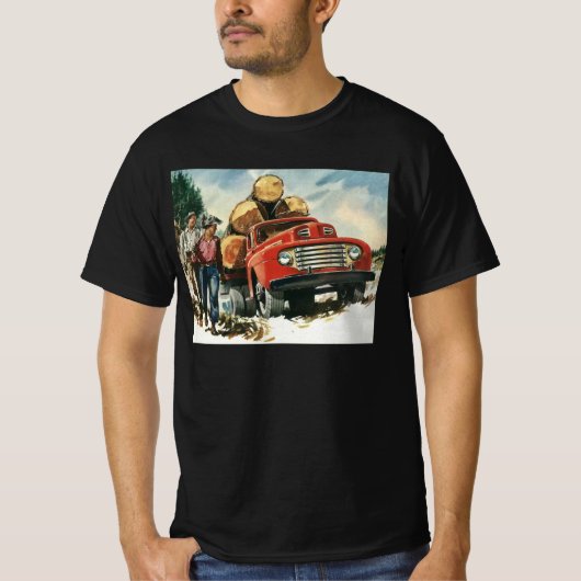 Vintages Geschäft, LKW-Logging mit Lumberjacks T-Shirt (Vorderseite)