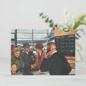 Vintages Geschäft, Mitarbeiter am Airline Counter Einladung (Stehend Vorderseite)