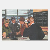 Vintages Geschäft, Mitarbeiter am Airline Counter Geschenkpapier Set (Vorderseite 3)