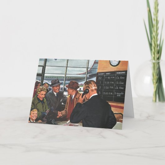 Vintages Geschäft, Mitarbeiter am Airline Counter Karte (Vorderseite)