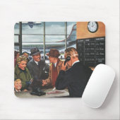 Vintages Geschäft, Mitarbeiter am Airline Counter Mousepad (Mit Mouse)