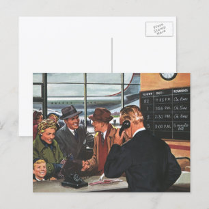 Vintages Geschäft, Mitarbeiter am Airline Counter Postkarte