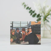 Vintages Geschäft, Mitarbeiter am Airline Counter Postkarte (Stehend Vorderseite)