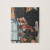 Vintages Geschäft, Mitarbeiter am Airline Counter Puzzle (Vertikal)