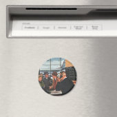 Vintages Geschäft, Mitarbeiter am Ticketschalter Magnet (In Situ (Geschirrspüler))