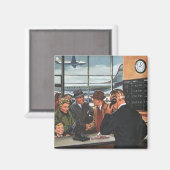 Vintages Geschäft, Mitarbeiter am Ticketschalter Magnet (Vorderseite/Rückseite)