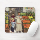 Vintages Geschäft, Obststand mit Grocer und Junge Mousepad (Mit Mouse)