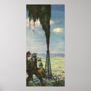 Vintages Geschäft, Öl gut mit den Arbeitnehmern gi Poster