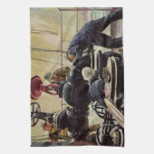 Vintages Geschäft, Ölplattform auf dem Ozean Geschirrtuch (Vertikal)