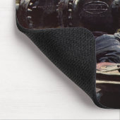 Vintages Geschäft, Ölplattform auf dem Ozean Mousepad (Ecke)