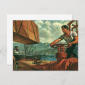 Vintages Geschäft, Öltankschiff mit Hafenarbeiter (Vorne/Hinten)