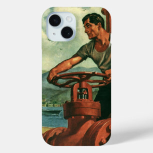Vintages Geschäft, Öltankschiff mit Hafenarbeiter Case-Mate iPhone Hülle