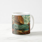 Vintages Geschäft, Öltankschiff mit Hafenarbeiter Kaffeetasse (VorderseiteRechts)
