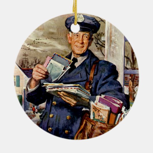 Vintages Geschäft, Postbote Keramikornament (Hinten)