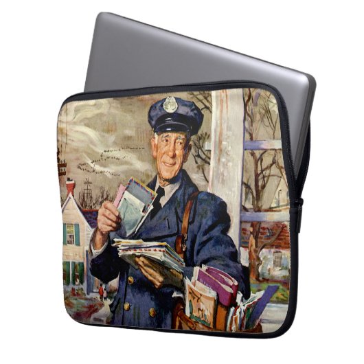 Vintages Geschäft, Postbote Laptopschutzhülle (Vorderseite Links)