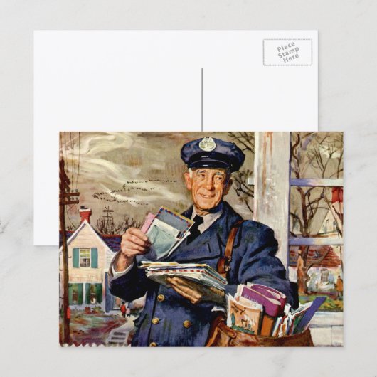 Vintages Geschäft, Postbote Postkarte (Vorne/Hinten)