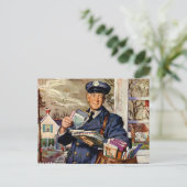 Vintages Geschäft, Postbote Postkarte (Stehend Vorderseite)