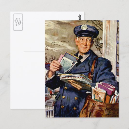 Vintages Geschäft, Postbote Postkarte (Vorne/Hinten)