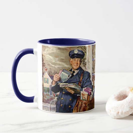 Vintages Geschäft, Postbote Tasse (Mit Donut)