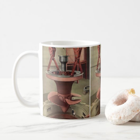 Vintages Geschäft, Riesenwasserturbinenenergie Kaffeetasse (Mit Donut)