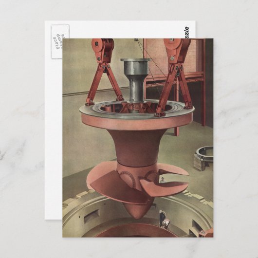 Vintages Geschäft, Riesenwasserturbinenenergie Postkarte (Vorne/Hinten)