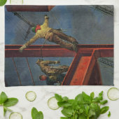 Vintages Geschäft, Stahlarbeiter Geschirrtuch (Gefaltet)