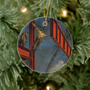 Vintages Geschäft, Stahlarbeiter Keramik Ornament