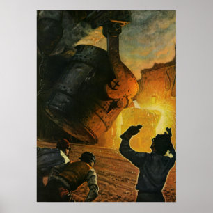 Vintages Geschäft, Stahlindustrie Poster