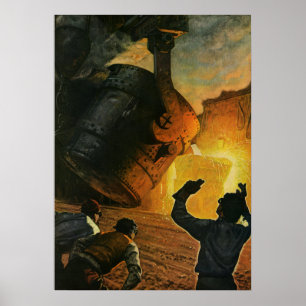 Vintages Geschäft, Stahlindustrie Poster