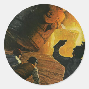 Vintages Geschäft, Stahlindustrie Runder Aufkleber