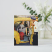 Vintages Geschäft, Taxifahrerin Frau Fluggast (Stehend Vorderseite)