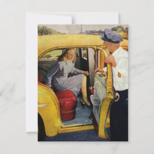 Vintages Geschäft, Taxifahrerin Frau Fluggast