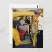 Vintages Geschäft, Taxifahrerin Frau Fluggast Postkarte (Vorne/Hinten)