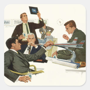 Vintages Geschäft, Treffen der Führungskräfte Quadratischer Aufkleber